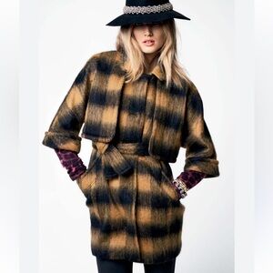 Juicy Couture Coat Jacket XS Plaid Belted 3/4 Sleeve Glaze Chelsea Womens